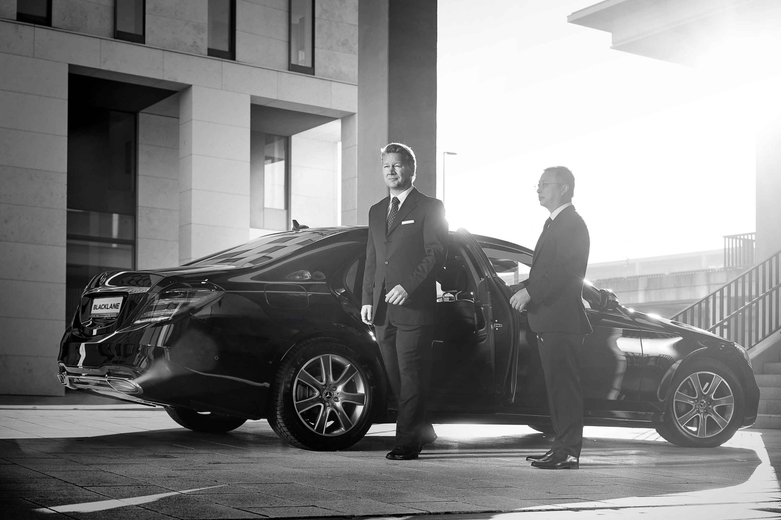 Premium black car service sedan in New York City