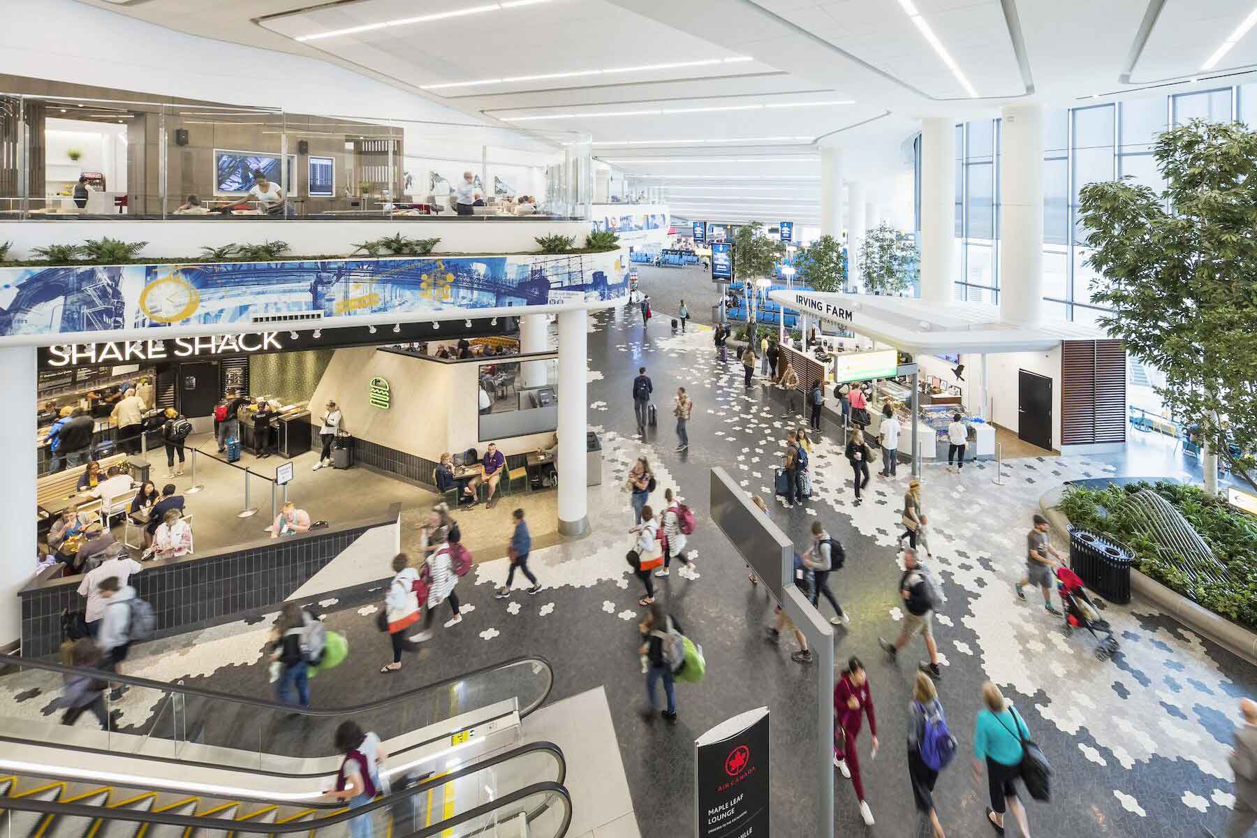 LaGuardia Airport terminal concourse for passenger pickup planning