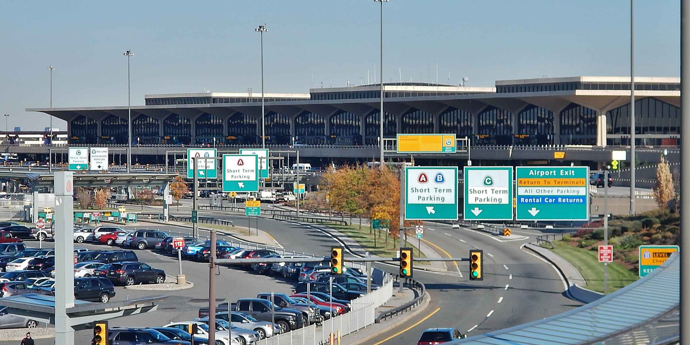 Newark Liberty International Airport terminal entrance and airport roads