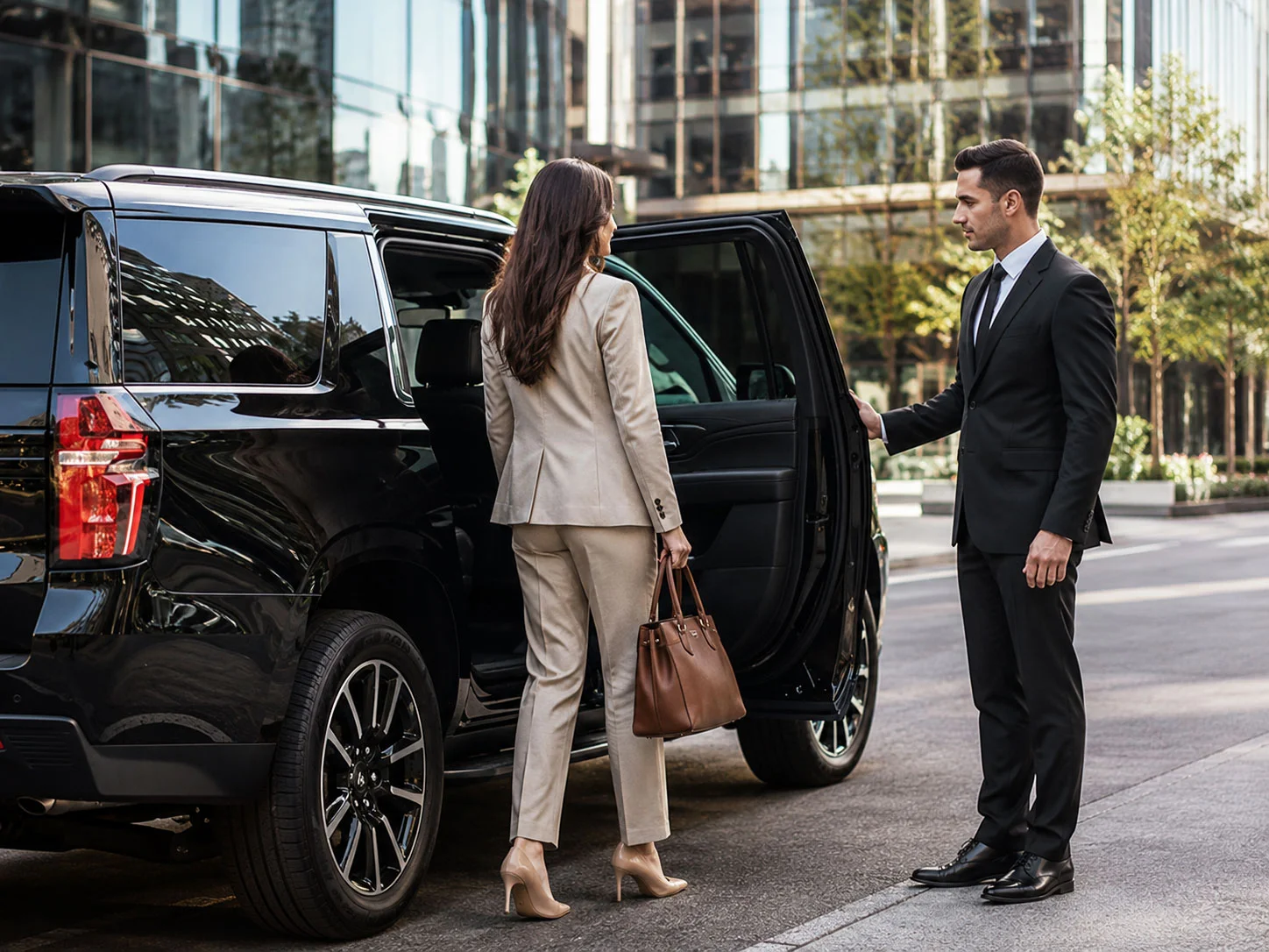Comfortable luxury car interior for JFK airport transfer passenger